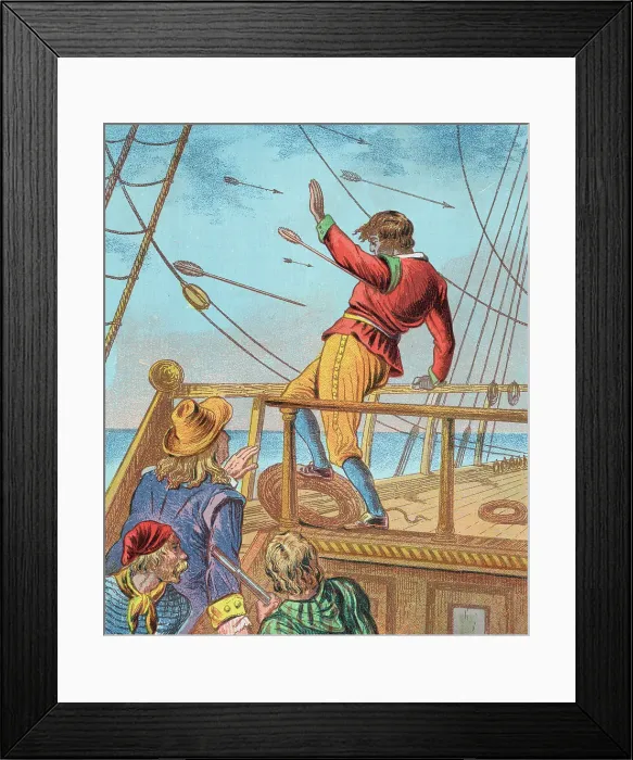 Framed Print : Book Illustration of Robinson Crusoe's Servant Friday Killed by Arrows Framed Print : Book Illustration of Robinson Crusoe's Servant Friday Killed by Arrows