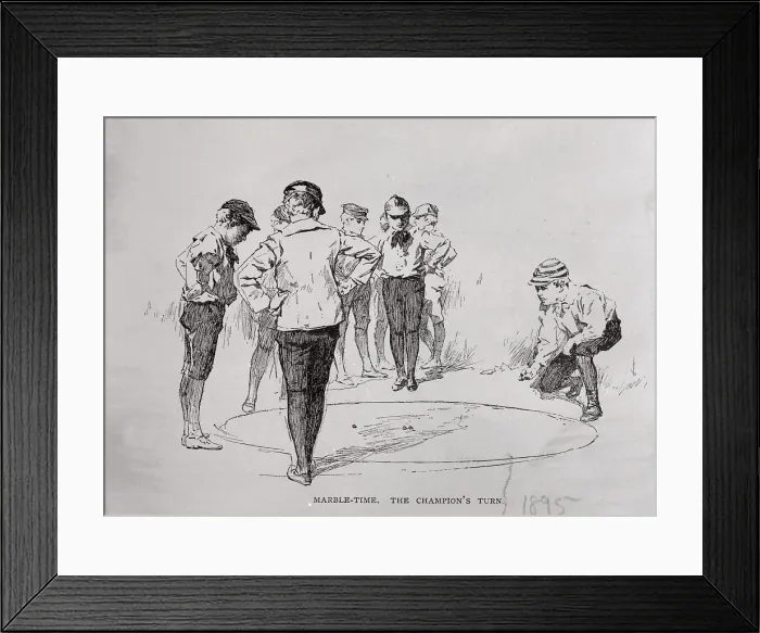 Framed Print : Boys Playing Marbles