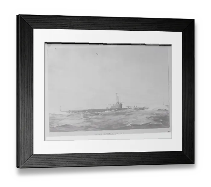Framed Print : Drawing of Submarine in Waters Framed Print : Drawing of Submarine in Waters