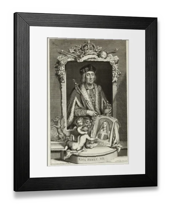 Framed Print : Portrait of King Henry VII with Smaller Portrait of Queen Elizabeth of York