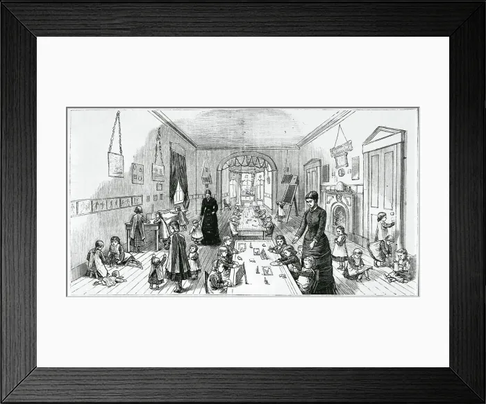 Framed Print : 19th-Century Illustration Depicting a Kindergarten Class Framed Print : 19th-Century Illustration Depicting a Kindergarten Class