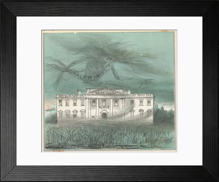 Framed Print : Illustration of Ghost Flying Over White House Framed Print : Illustration of Ghost Flying Over White House