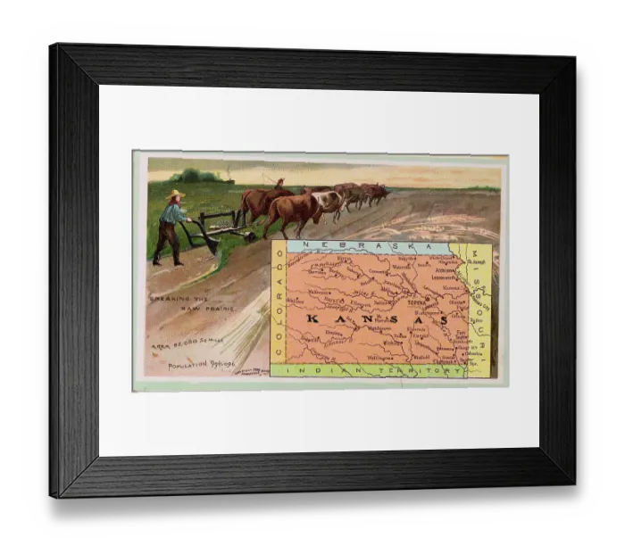 Framed Print : Man Plowing Field During Expansion of Kansas Framed Print : Man Plowing Field During Expansion of Kansas