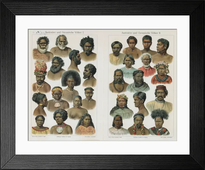 Framed Print : Various Australian Aborigines in Costume