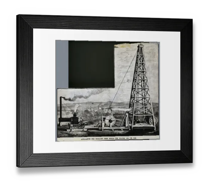 Framed Print : Illus. Of Early Well Drilling Machinery Framed Print : Illus. Of Early Well Drilling Machinery