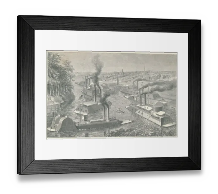 Framed Print : Gunboat Flotilla on Mississippi River Framed Print : Gunboat Flotilla on Mississippi River