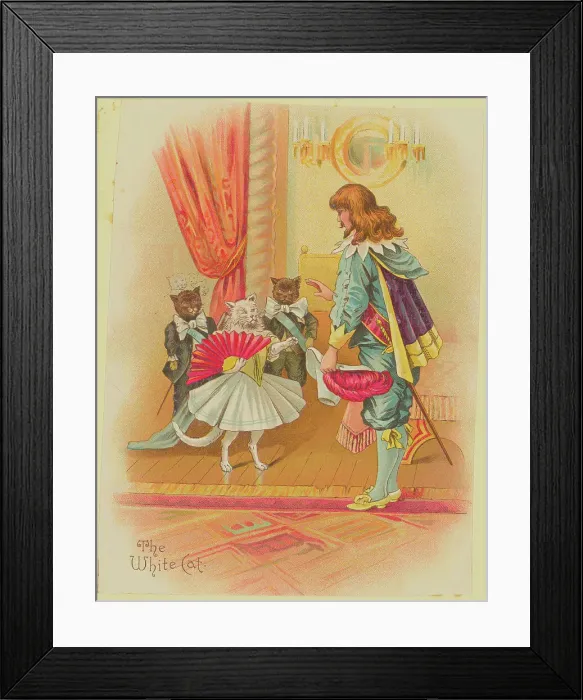 Framed Print : Costumed Cats Approaching a Man Framed Print : Costumed Cats Approaching a Man