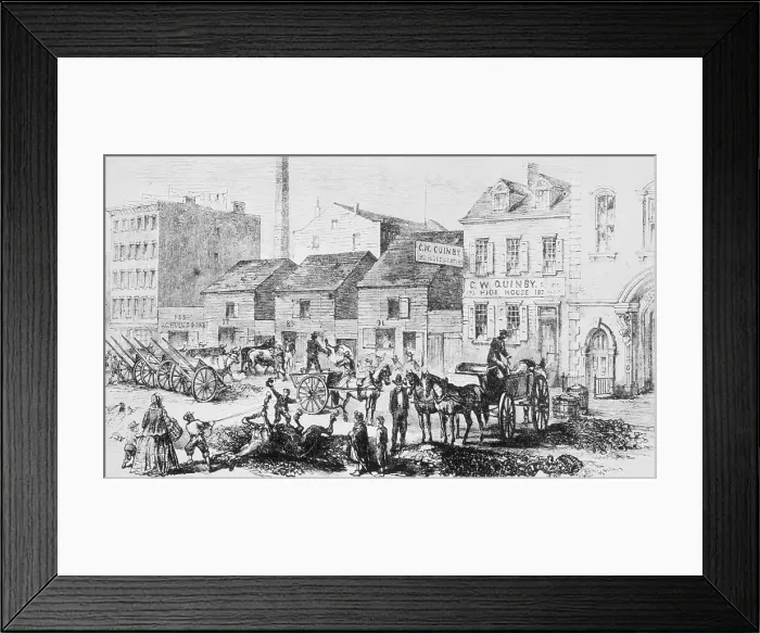 Framed Print : Illustration of Slaughter Houses on Elizabeth Street, Manhattan Framed Print : Illustration of Slaughter Houses on Elizabeth Street, Manhattan