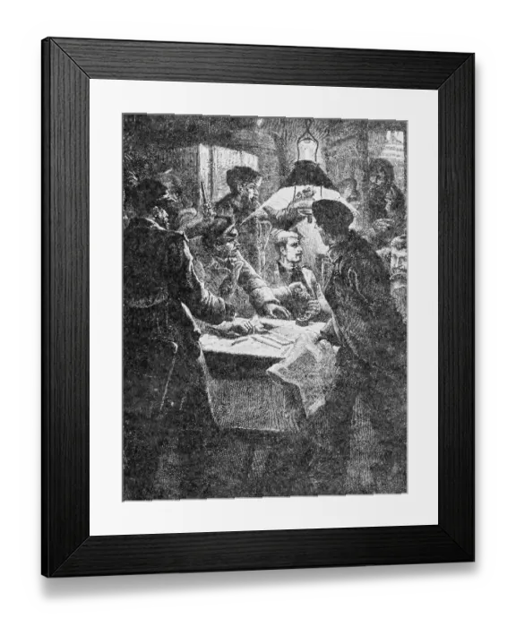 Framed Print : Conspiracy in Russia: A Nihilist Meeting Surprised Illustration Framed Print : Conspiracy in Russia: A Nihilist Meeting Surprised Illustration