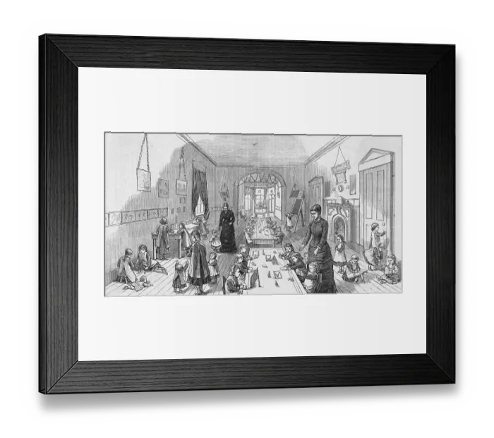 Framed Print : 19th-Century Illustration Depicting a Kindergarten Class Framed Print : 19th-Century Illustration Depicting a Kindergarten Class