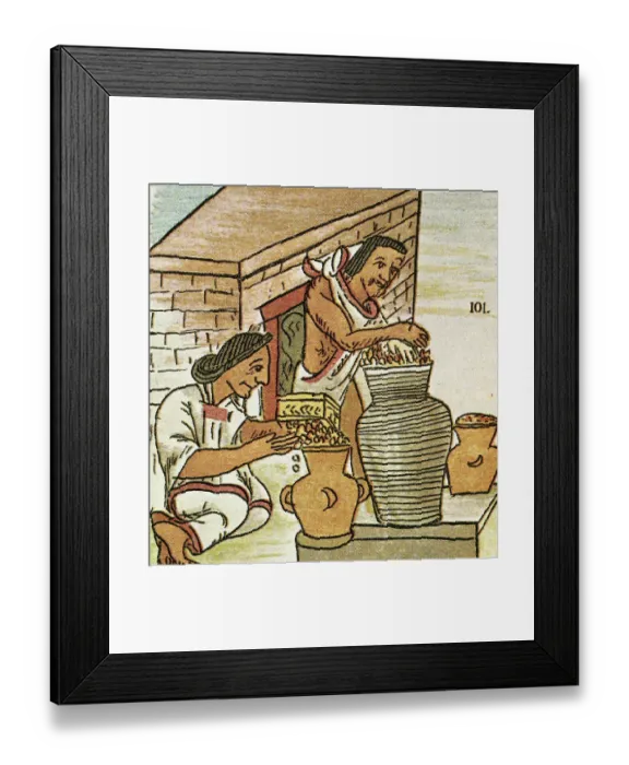 Framed Print : Illustration of Aztecs Storing Amaranth from the Florentine Codex Framed Print : Illustration of Aztecs Storing Amaranth from the Florentine Codex