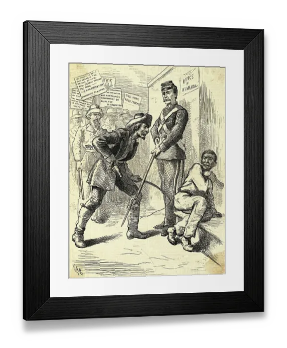 Framed Print : Police and Overseer Character with Whip Against Black Man Framed Print : Police and Overseer Character with Whip Against Black Man