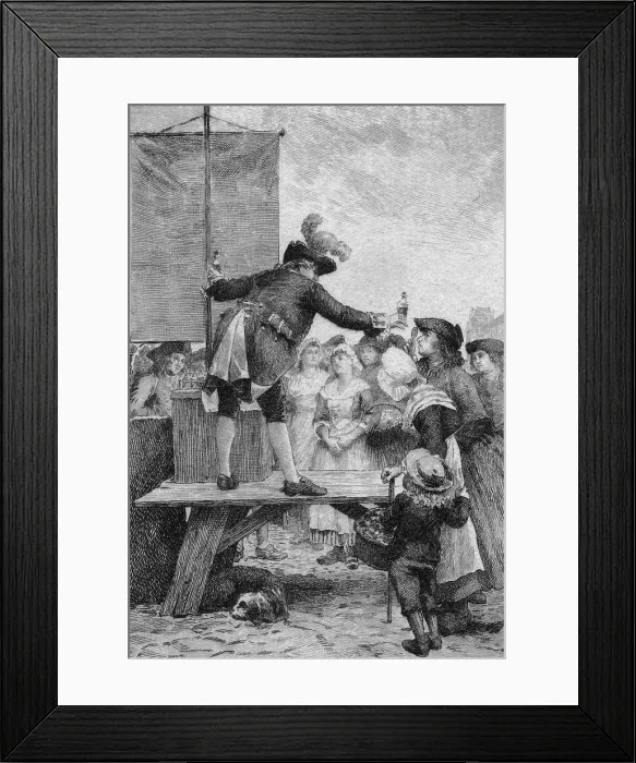 Framed Print : 18th Century Quack Salesman Selling Potions to Citizens Framed Print : 18th Century Quack Salesman Selling Potions to Citizens