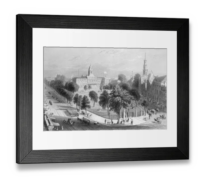 Framed Print : 19th-Century Print of City Hall Park in Lower Manhattan Framed Print : 19th-Century Print of City Hall Park in Lower Manhattan