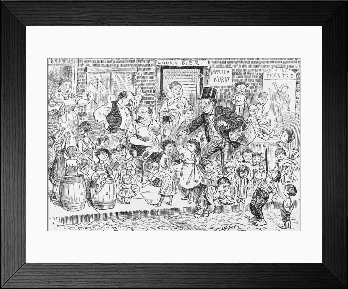 Framed Print : Illustration of an Overpopulated Street in New York City