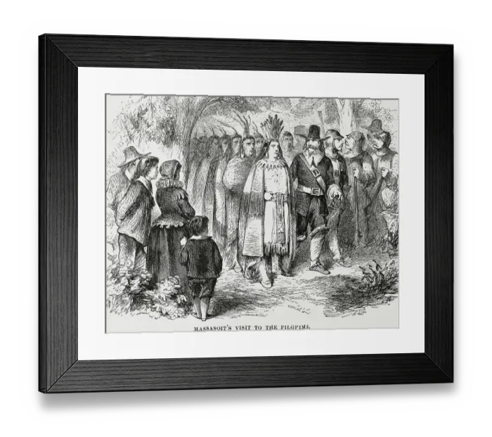 Framed Print : Illustration of Massasoit Visiting the Pilgrims Framed Print : Illustration of Massasoit Visiting the Pilgrims