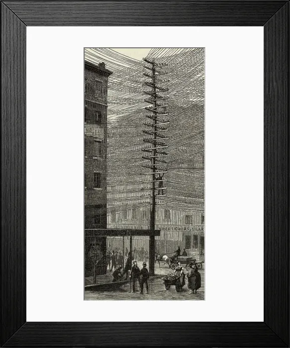 Framed Print : Travelers Underneath Transmitting Wires Framed Print : Travelers Underneath Transmitting Wires
