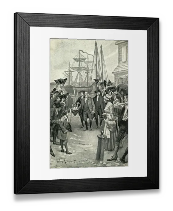 Framed Print : Illustration of Benjamin Franklin's Return to Philadelphia by Benjamin West Clinedinst Framed Print : Illustration of Benjamin Franklin's Return to Philadelphia by Benjamin West Clinedinst