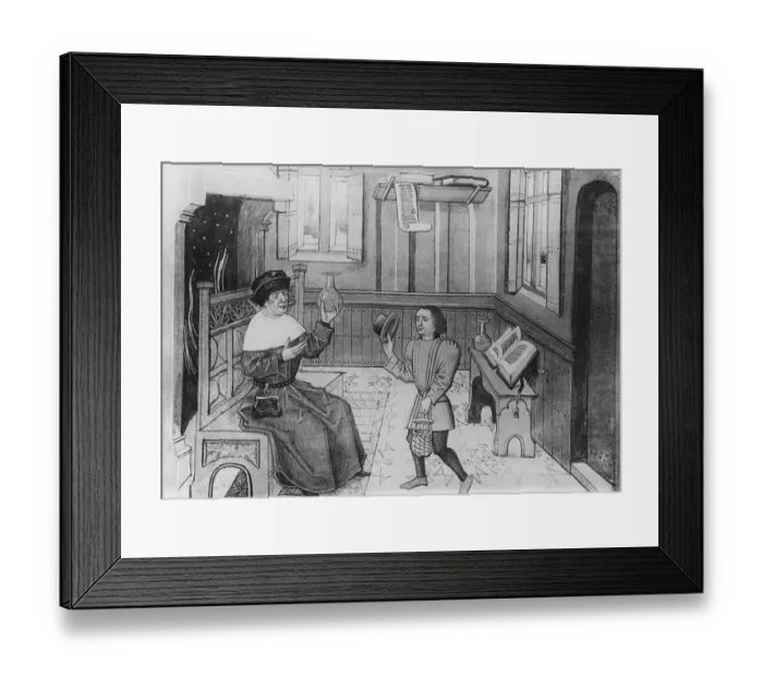 Framed Print : 15th-Century French Manuscript Illumination Depicting Aesculap in His Room Framed Print : 15th-Century French Manuscript Illumination Depicting Aesculap in His Room