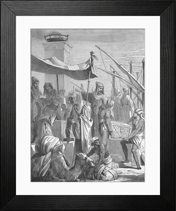 Framed Print : Illustration of Babylonian Merchants Framed Print : Illustration of Babylonian Merchants