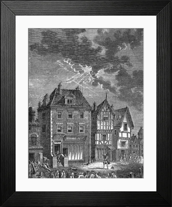 Framed Print : Illustration of Benjamin Franklin Performing Experiment Framed Print : Illustration of Benjamin Franklin Performing Experiment