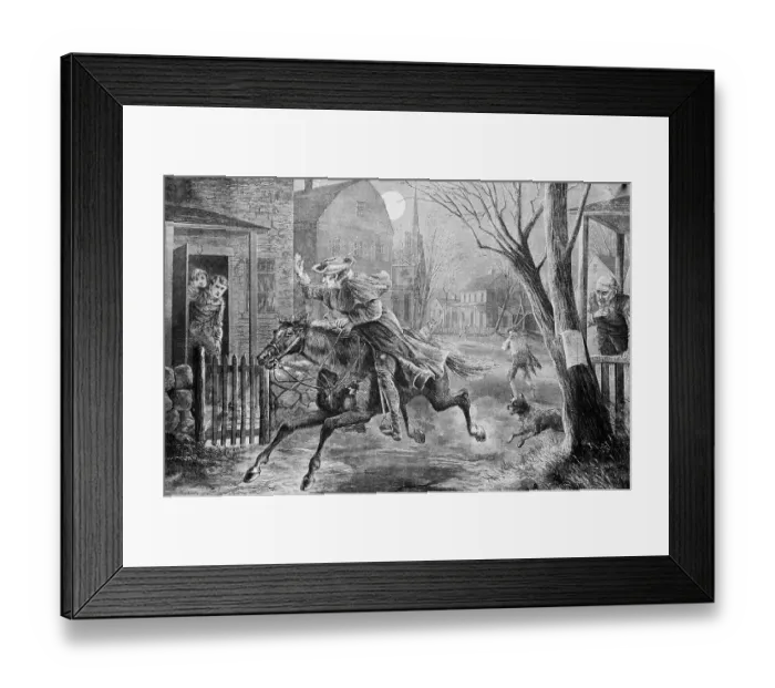 Framed Print : The Midnight Ride of Paul Revere Illustration