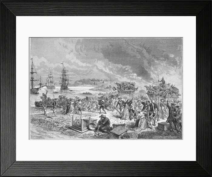 Framed Print : Illustration of the Acadians Leaving Halifax in 1755 Framed Print : Illustration of the Acadians Leaving Halifax in 1755