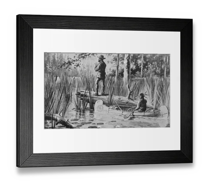 Framed Print : Illustration of Joseph Nicholas Nicollet Exploring Lake Itasca Framed Print : Illustration of Joseph Nicholas Nicollet Exploring Lake Itasca