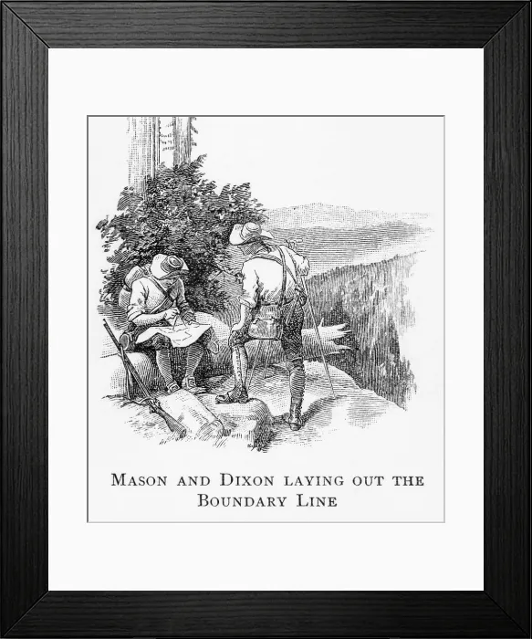 Framed Print : Illustration of Charles Mason and Jeremiah Dixon Laying Out the Boundary Line Separating Pennsylvania and Maryland Framed Print : Illustration of Charles Mason and Jeremiah Dixon Laying Out the Boundary Line Separating Pennsylvania and Maryland