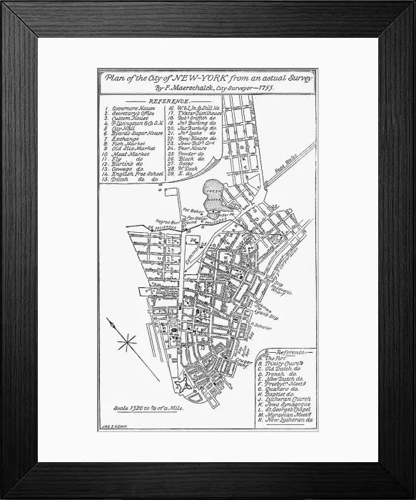 Framed Print : Plan of the City of New York 1766 Framed Print : Plan of the City of New York 1766