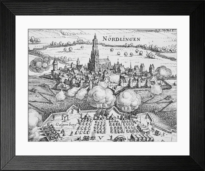 Framed Print : Woodcut Illustration of the Battle of Nordlingen in Bavaria Framed Print : Woodcut Illustration of the Battle of Nordlingen in Bavaria