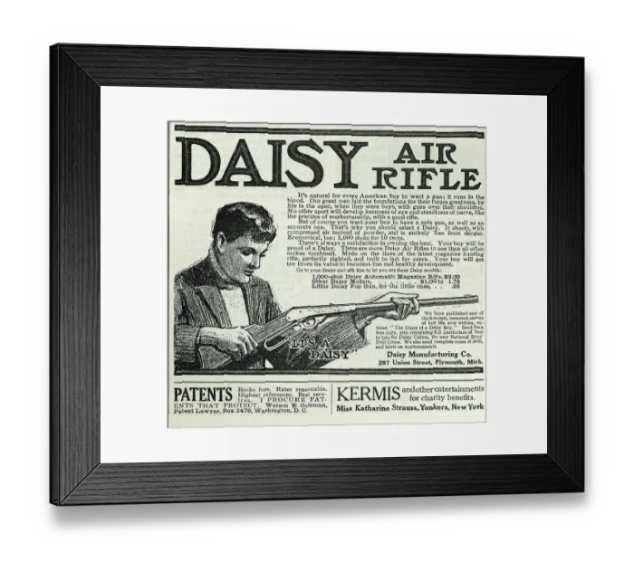 Framed Print : Daisy Air Rifle Advertisement Framed Print : Daisy Air Rifle Advertisement
