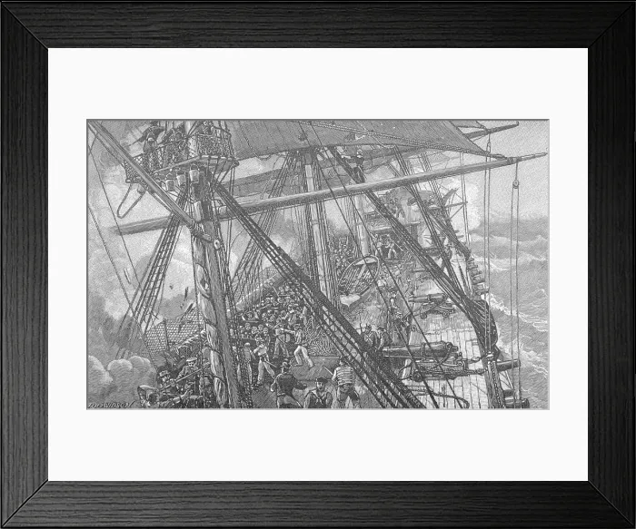 Framed Print : Illustration of the USS Constitution Engaged in Battle by J.O. Davidson Framed Print : Illustration of the USS Constitution Engaged in Battle by J.O. Davidson