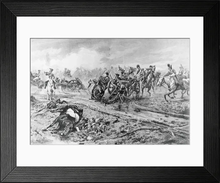 Framed Print : Engraving of the Battle of Waterloo after William Barnes Wollen Framed Print : Engraving of the Battle of Waterloo after William Barnes Wollen