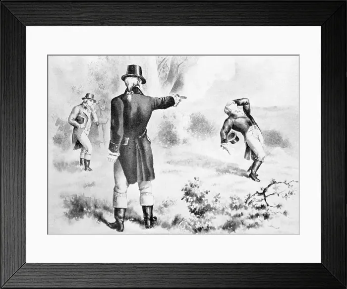 Framed Print : Illustration of the Duel Between Alexander Hamilton and Aaron Burr Framed Print : Illustration of the Duel Between Alexander Hamilton and Aaron Burr