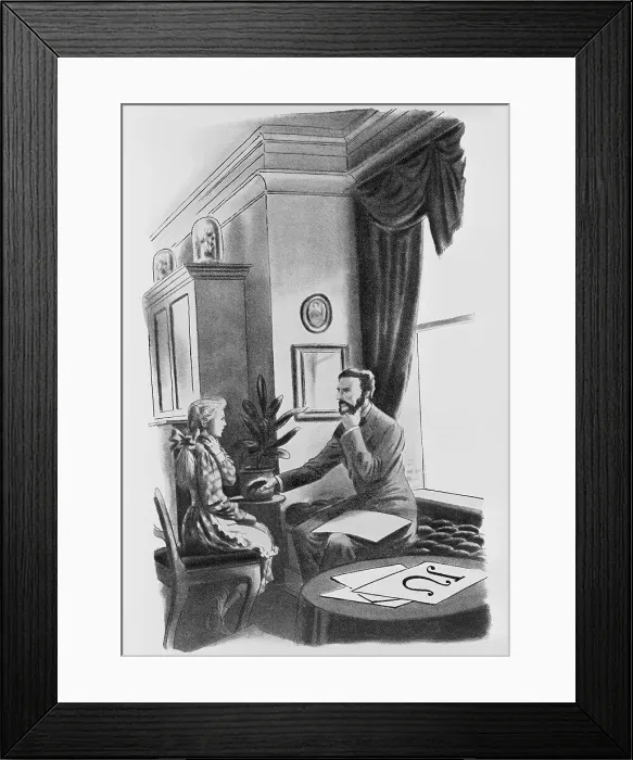 Framed Print : Lithograph of Alexander Graham Bell Teaching Deaf Student
