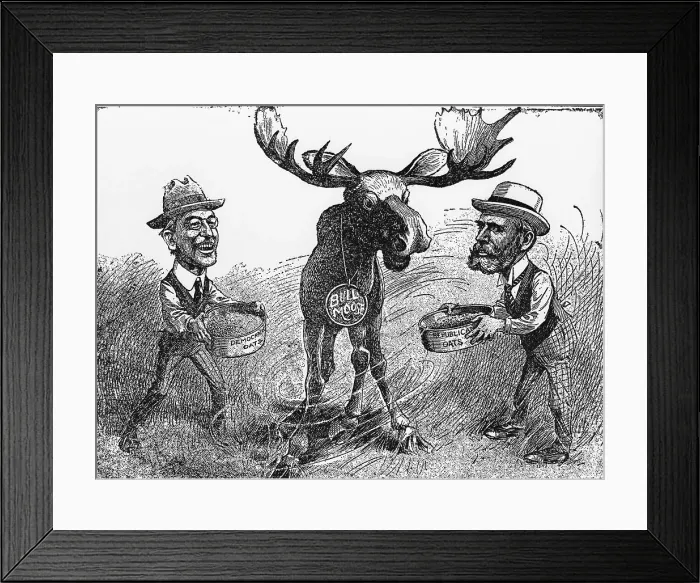 Framed Print : Democrats and Republicans Woo Bull Moose Framed Print : Democrats and Republicans Woo Bull Moose