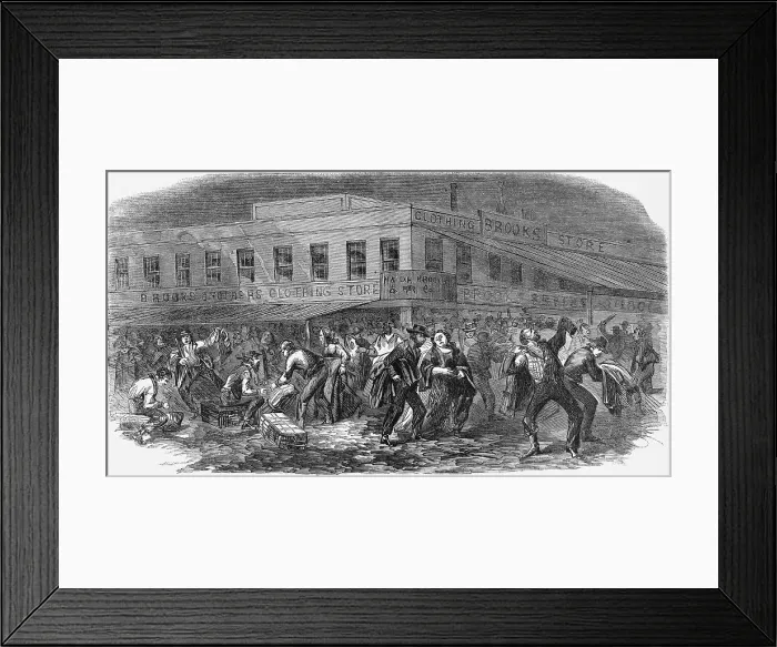 Framed Print : Sacking Brook's Clothing Store Newspaper Illustration Framed Print : Sacking Brook's Clothing Store Newspaper Illustration