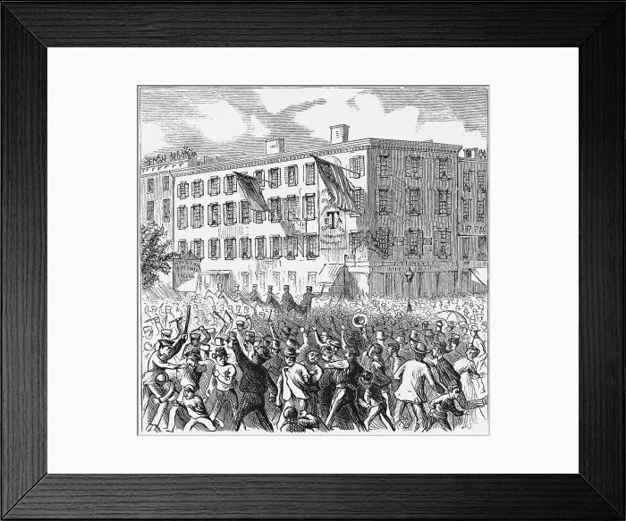 Framed Print : Orange Head-Quarters, Corner Twenty-Ninth Street and Eighth Avenue Newspaper Illustration of Riot Framed Print : Orange Head-Quarters, Corner Twenty-Ninth Street and Eighth Avenue Newspaper Illustration of Riot