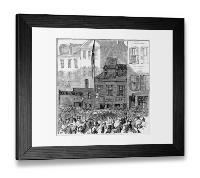 Framed Print : Tammany Riots Outside Hibernian Hall Newspaper Illustration