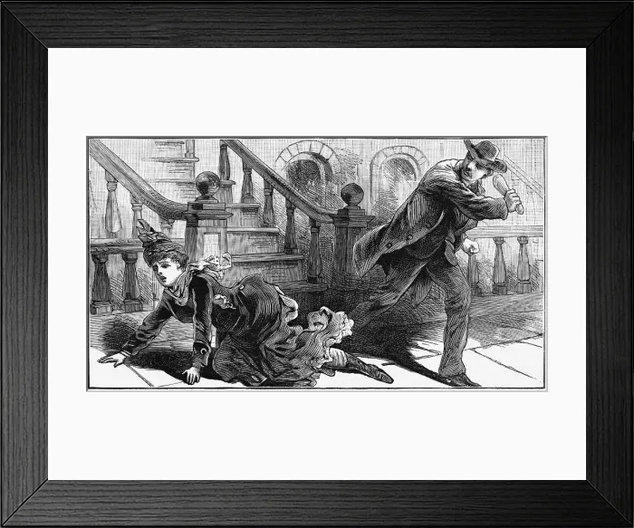 Framed Print : A Mysterious Crime Illustration from Engraving Framed Print : A Mysterious Crime Illustration from Engraving