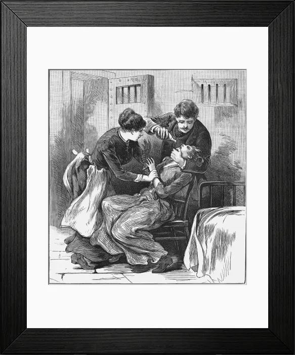 Framed Print : They Have to Force Her to Eat Newspaper Illustration Framed Print : They Have to Force Her to Eat Newspaper Illustration