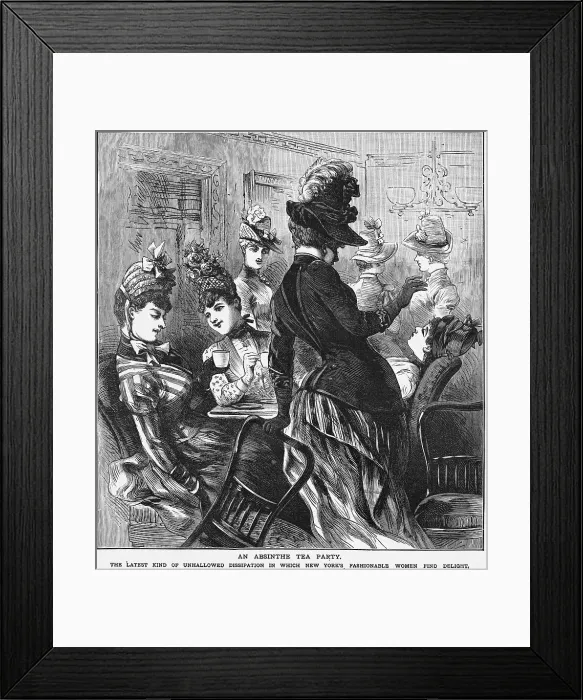 Framed Print : An Absinthe Tea Party Newspaper Illustration Framed Print : An Absinthe Tea Party Newspaper Illustration