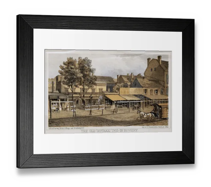Framed Print : The Old Gotham Inn - In Bowery Color Lithograph Framed Print : The Old Gotham Inn - In Bowery Color Lithograph