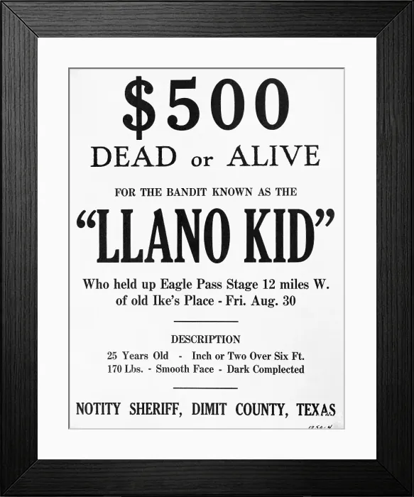 Framed Print : Poster Offering Reward for Bandit Framed Print : Poster Offering Reward for Bandit