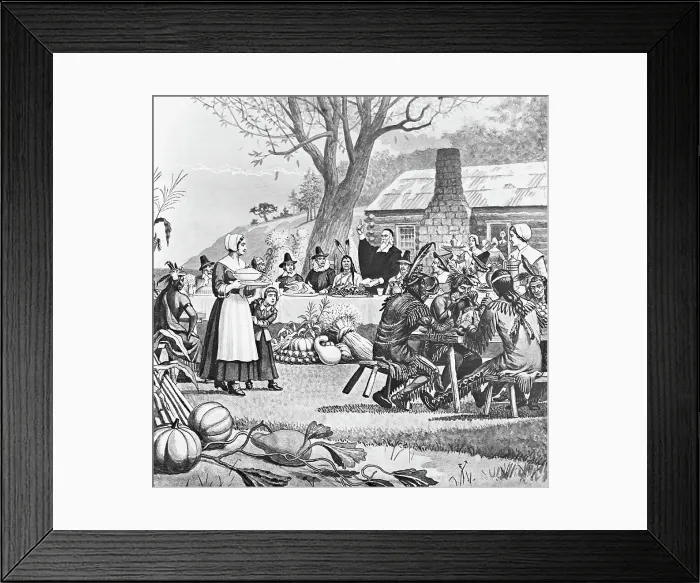 Framed Print : Illustration of the First Thanksgiving Framed Print : Illustration of the First Thanksgiving