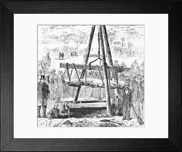 Framed Print : The Cardiff Giant - Hoisting the Statue From the Pit Illustration Framed Print : The Cardiff Giant - Hoisting the Statue From the Pit Illustration