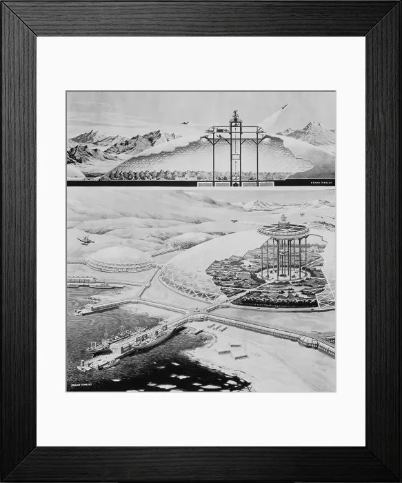 Framed Print : Illustration of a Climatized Arctic Airbase from Mechanix Illustrated Magazine