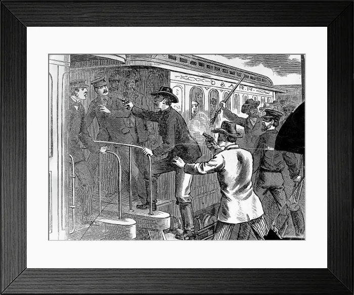 Framed Print : Jesse James Robbing a Train