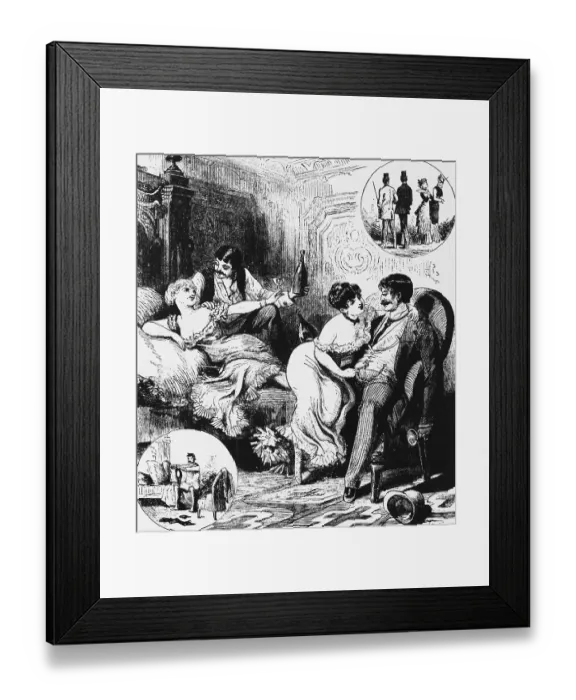 Framed Print : Illustration Depicting Prostitutes Cavorting with Swells Framed Print : Illustration Depicting Prostitutes Cavorting with Swells